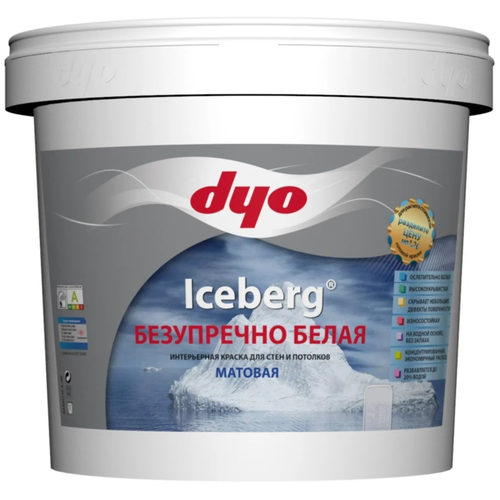 Краска акриловая DYO Iceberg интерьерная матовая белый 10 кг краска силиконовая dyo master max silicone матовая белый 3 кг