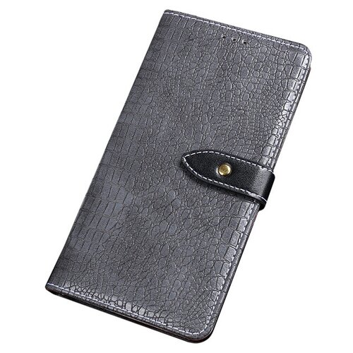 фото Чехол-книжка mypads для huawei nova 6 se с фактурной прошивкой рельефа кожи крокодила с застежкой и визитницей серый