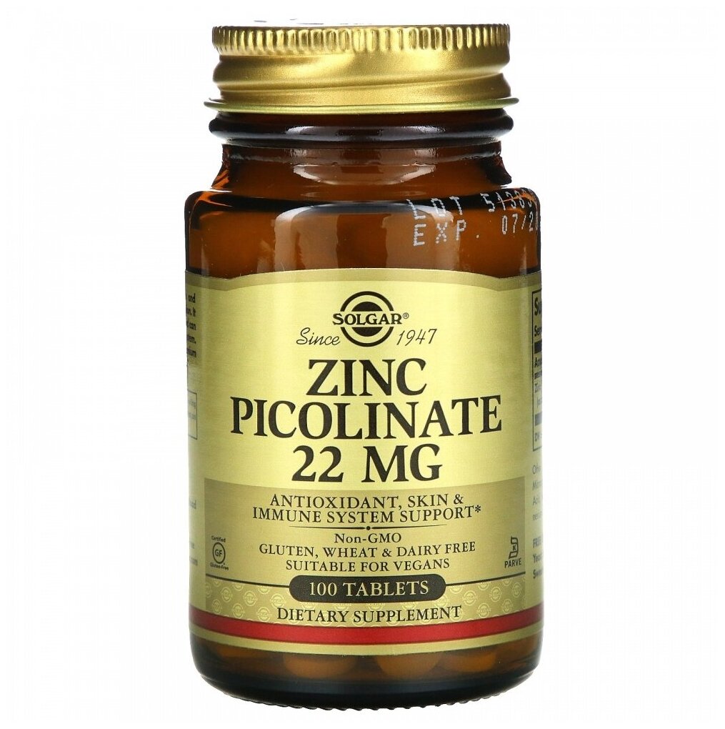 Solgar Zinc Picolinate таб., 170 г, 100 шт.