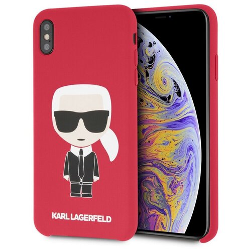 фото Чехол cg mobile karl lagerfeld liquid silicone iconic karl hard для iphone xs max, цвет красный (klhci65slfkre)