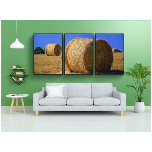 фото Набор модулных постеров для интерьера "сельское хозяйство, уборка урожая, поле" 60x90 см. в тубусе, без рамки lotsprints
