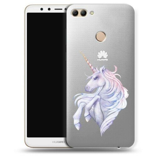 Полупрозрачный дизайнерский силиконовый чехол для Huawei Y9 2018 Единорог