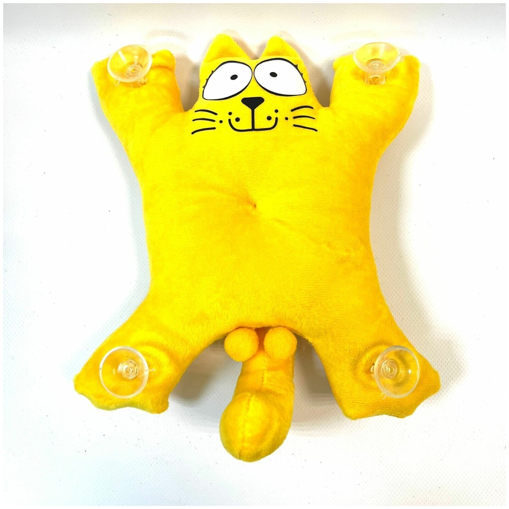 Игрушка на присосках в автомобиль " Кот с сюрпризом " желтый