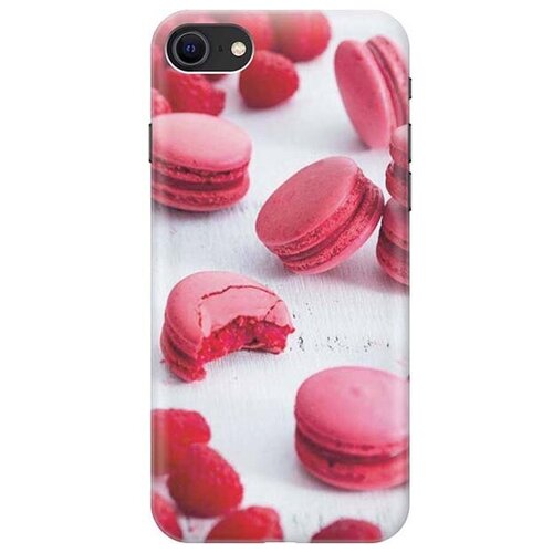 фото Ультратонкий силиконовый чехол-накладка для apple iphone 7 / 8 / se (2020) с принтом "малиновые макаруны" gosso