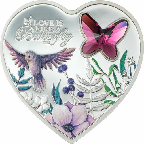Монета серебряная Острова Кука 5 долларов 2023 Блестящая Любовь - Серебряные Сердца