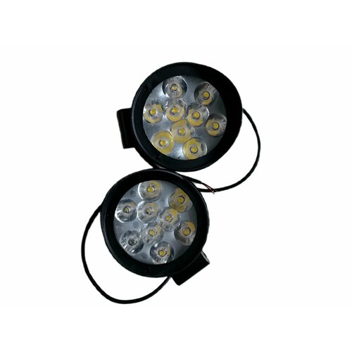 Фара противотуманная светодиодная универсальная / дневные ходовые огни для автомобиля 12-24V 9 LED светодиодов 24W 6000K размер d 70 MM 2 шт.