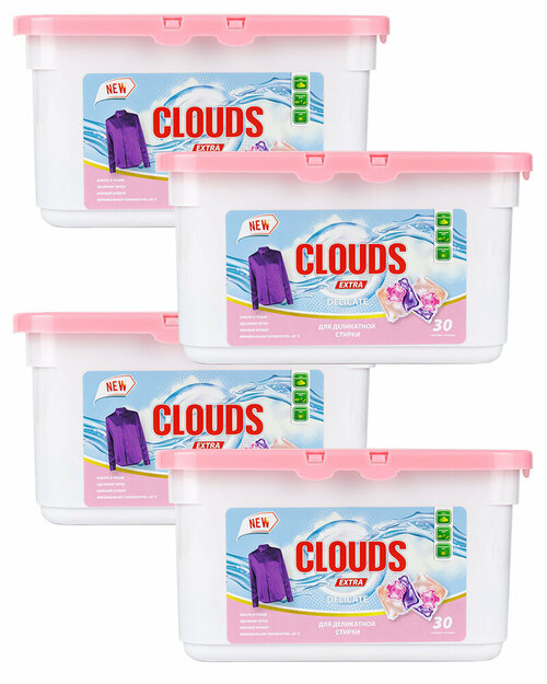 CLOUDS Delicate Капсулы для деликатной стирки Сакура и роза (10 г х 30) 300 гр. - 4 уп.