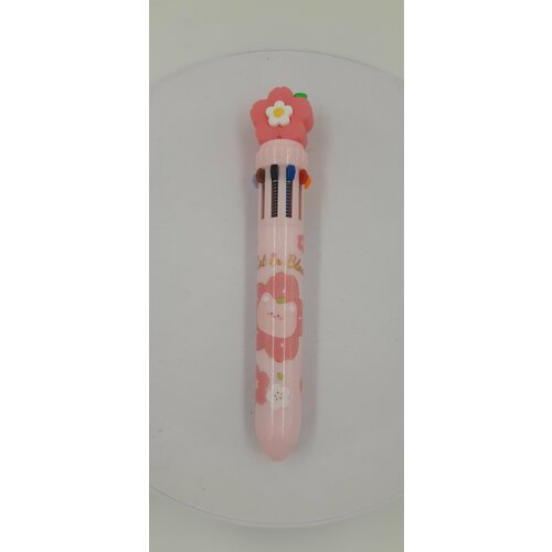 Ручка шариковая 10-цветная с фигуркой Цветок, автоматическая, розовый корпус ручка шариковая 10 цветная с фигуркой цветок автоматическая розовый корпус