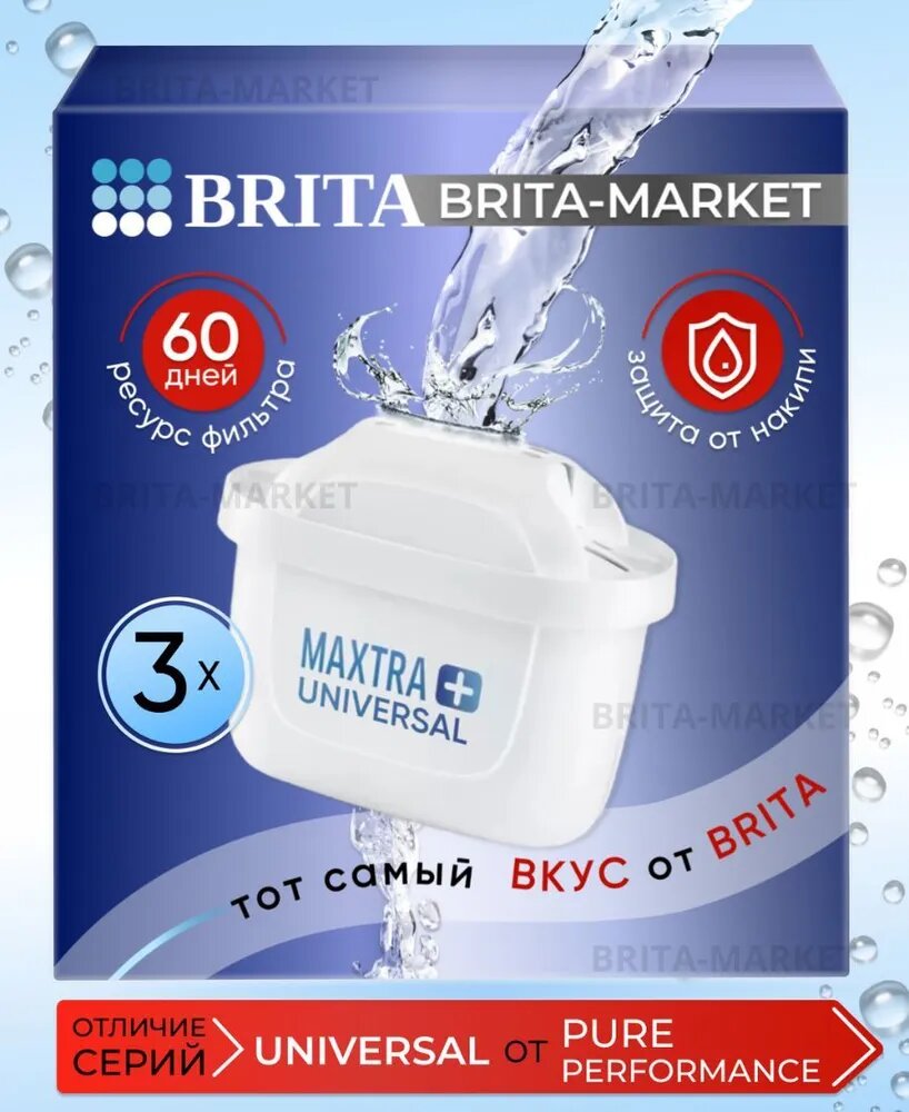 Фильтр для воды Брита сменный картридж BRITA Maxtra+ Универсальный 3 шт С