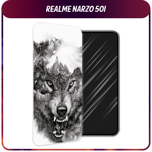 Силиконовый чехол на Realme Narzo 50i / Реалми Нарзо 50i Волк в горах силиконовый чехол на realme narzo 50i реалми нарзо 50i белоснежный волк