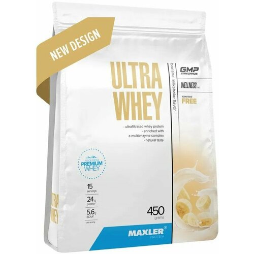 Протеин сывороточный, Maxler, Ultra Whey, 450 г, Банановый молочный коктейль