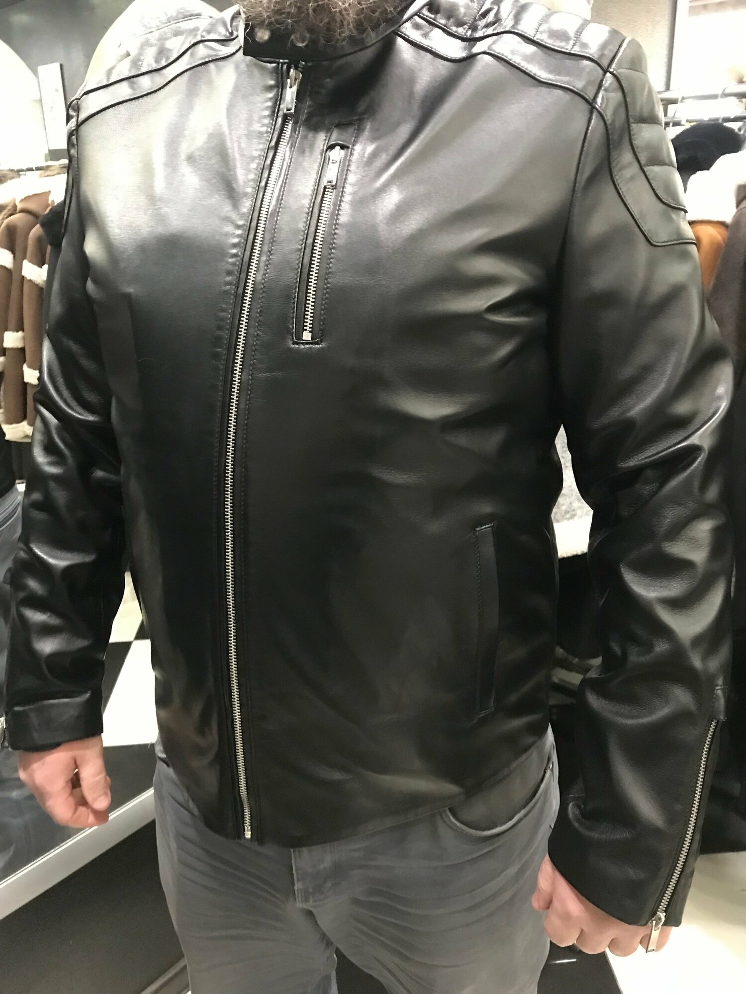 Куртка кожаная Паршков Е.В. Модель 0068, размер 56/2XL, черный