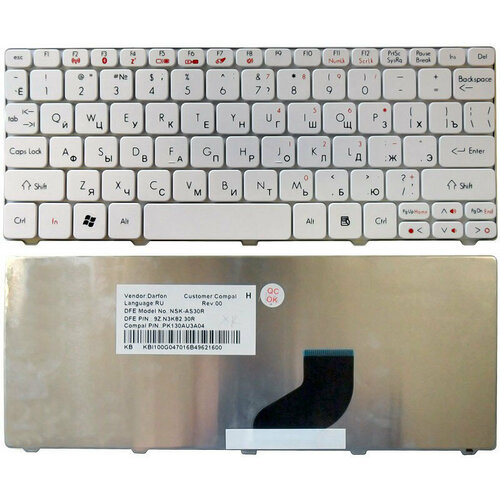 Клавиатура для eMachines EM355 белая аккумулятор для ноутбука emachines em355