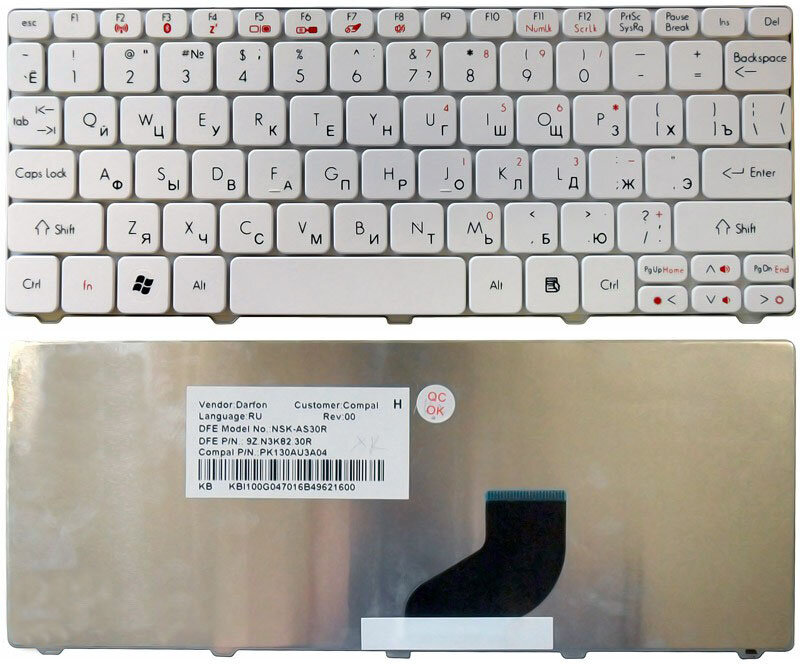 Клавиатура для ноутбука Packard Bell EasyNote DOT SE 2 белая