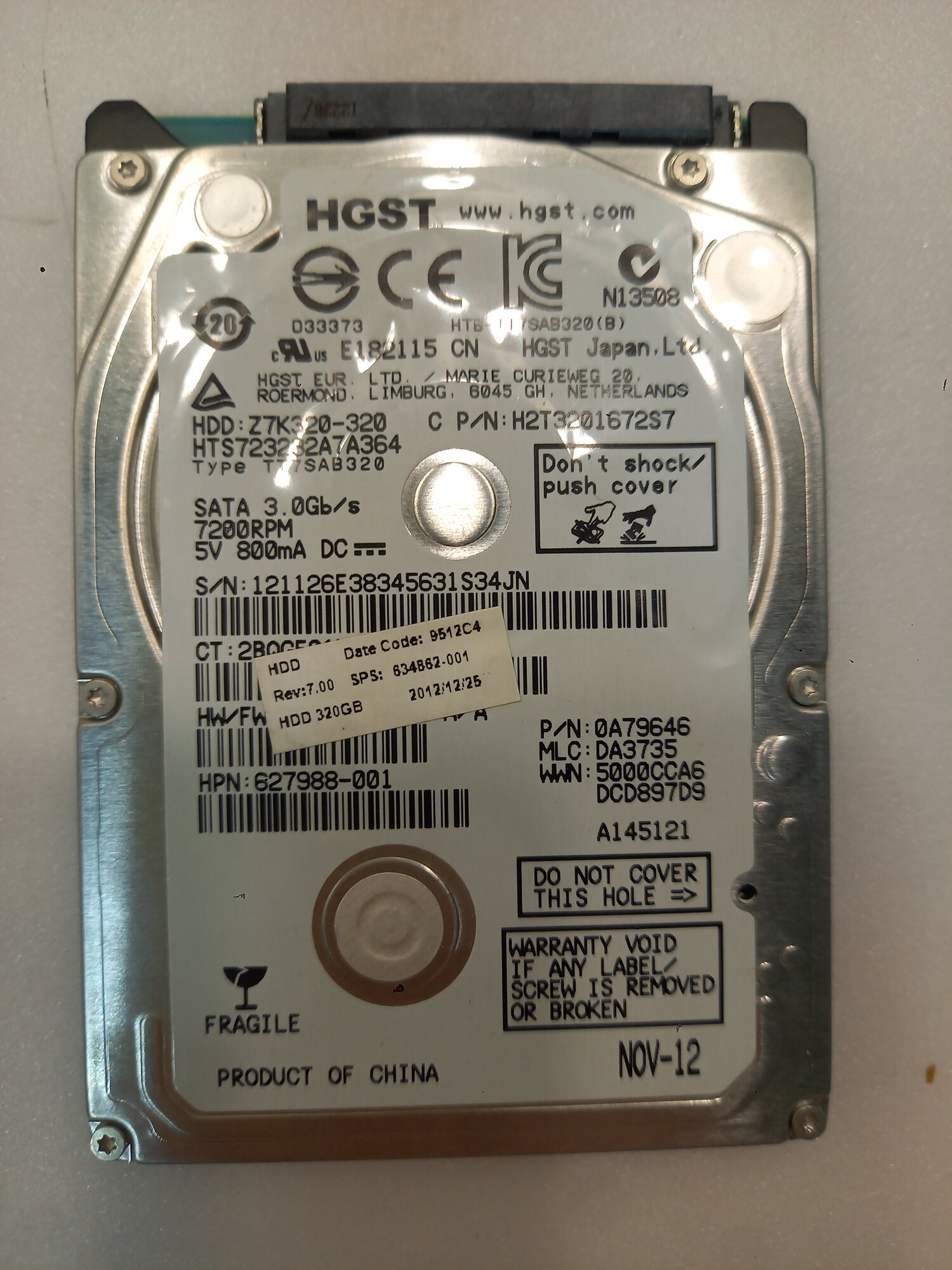 HDD 320 Gb SATA-II 300 Hitachi Travelstar Z7K320 HTS723232A7A364 2.5" 7200rpm 16Mb