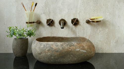 Гранитная раковина для ванной Sheerdecor Piedra 00501111108 из бежевого речного камня гранита