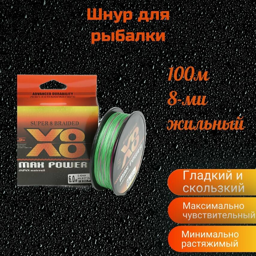 фото Плетеный шнур для рыбалки 8 жильный 100 м.