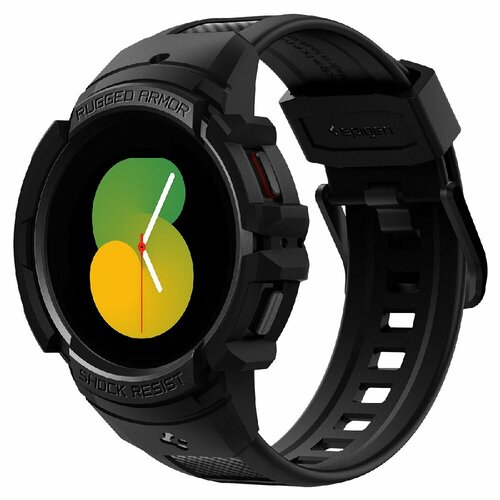 Чехол с ремешком Spigen на Samsung Galaxy Watch 5/4 (44 mm) (ACS03830) Rugged Armor Pro / Спиген для Галакси Вотч Противоударный, черный