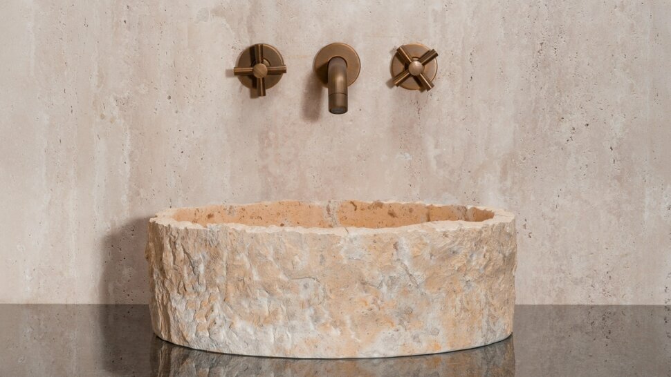 Мраморная раковина для ванной Sheerdecor Kale 019062311 из бежевого натурального камня