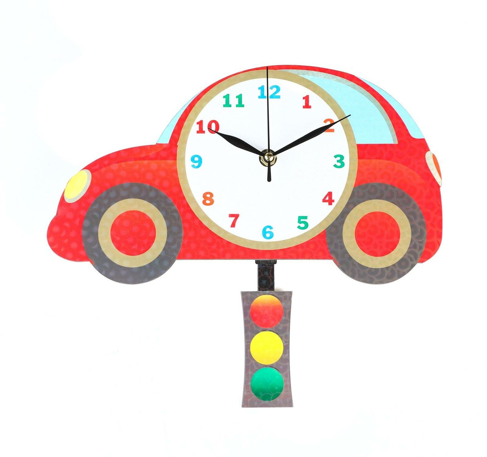 Часы настенные, серия: Детские, "Машина", с маятником, 31 х 29 см