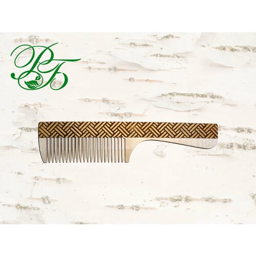 Гребень для волос деревянный, с ручкой 19 см, тиснение 