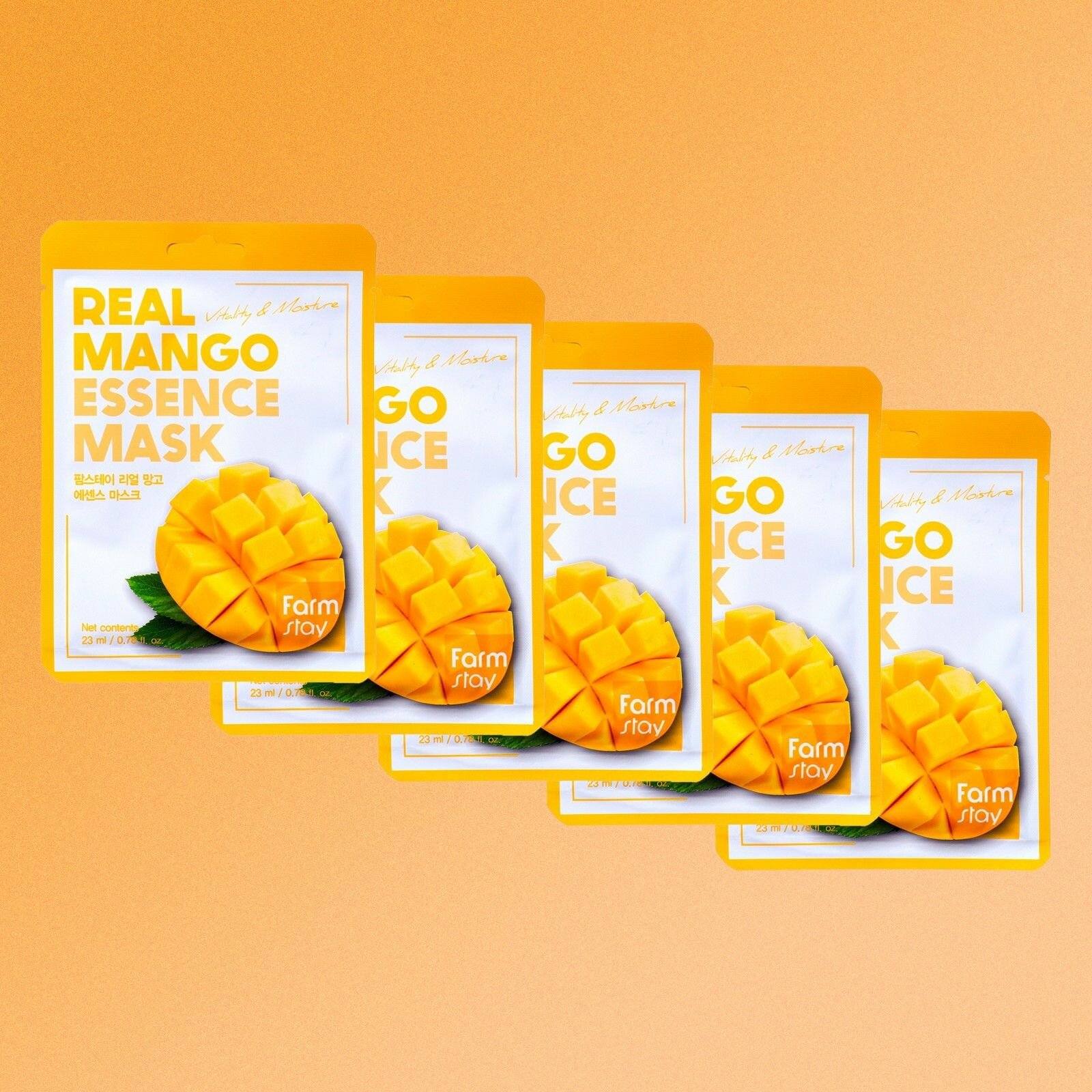 FARMSTAY Набор масок Real Mango Essence Mask 5шт