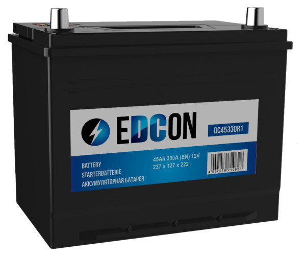 Аккумулятор автомобильный EDCON 45Ah 330A ОП (238x127x227) B24L 238x127x227