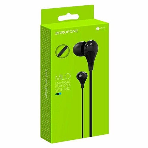 Наушники с микрофоном BOROFONE M24 проводные внутриканальные черные 3 шт 1307₽
