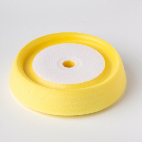 Полировальный поролоновый диск с системой фиксации VELCRO липучкой, жесткий, Колир, 150мм, желтый