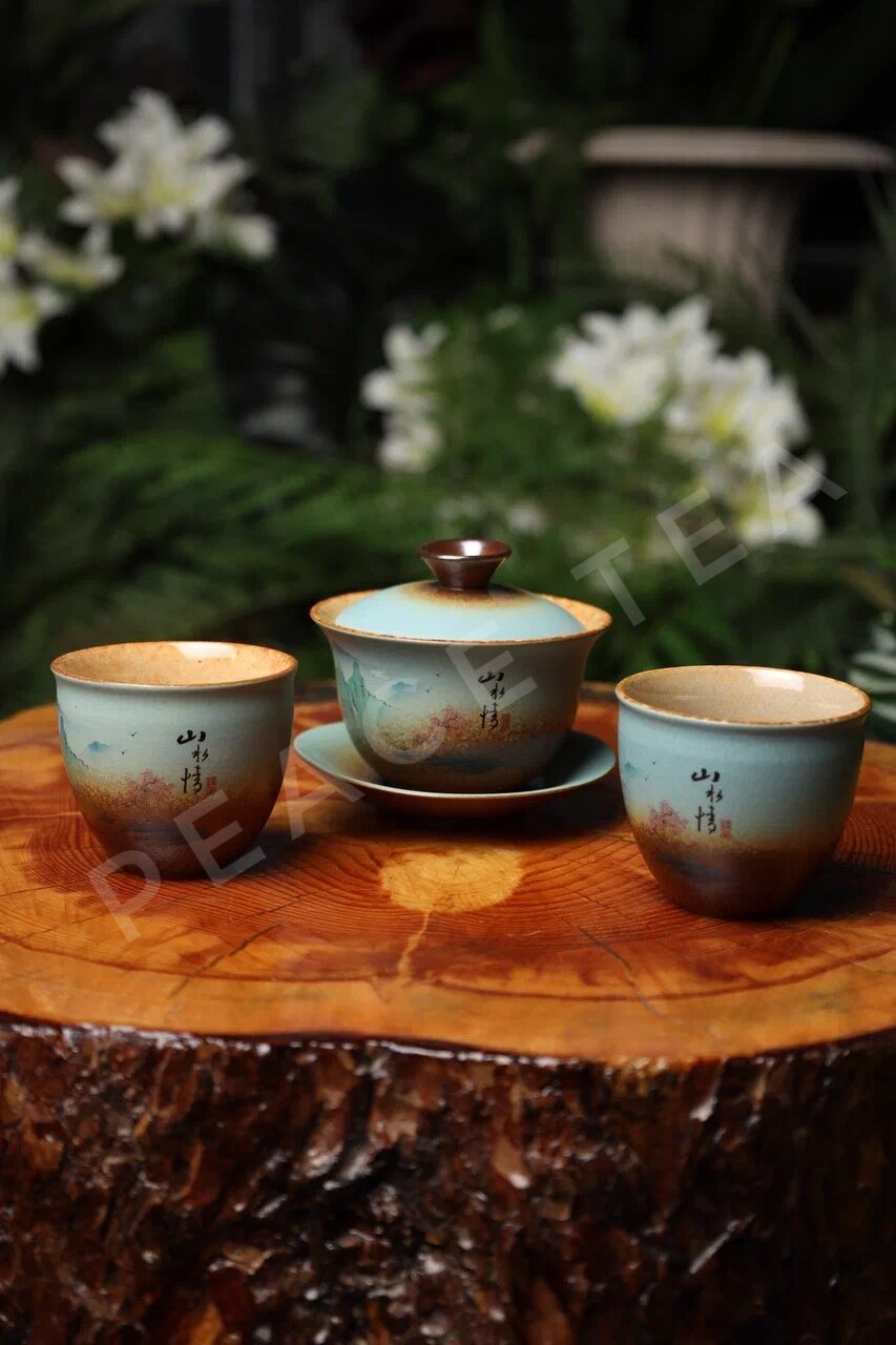 Набор для чайной церемонии Peace Tea бирюзовый Горы, на 2 персоны — фото 1