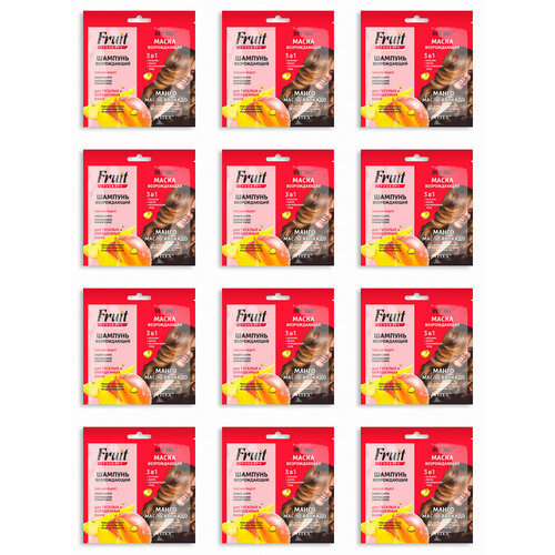 Витэкс Набор для волос Fruit Therapy Манго и масло авокадо шампунь возрождающий 10 мл маска возрождающая 10 мл 12 упаковок 990₽