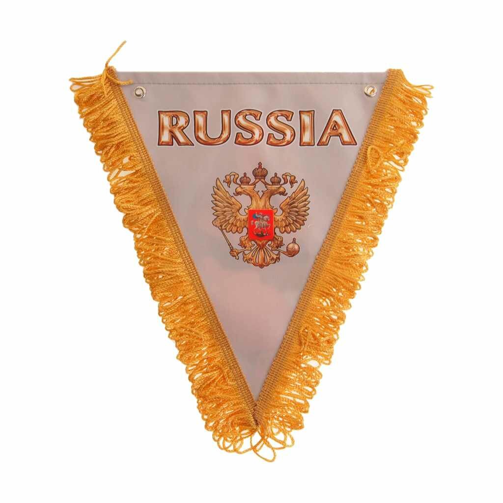 фото Вымпел RUSSIA серый с бахромой (20х26см) на 2-х присосках, 06521, AUTOSTICKERS