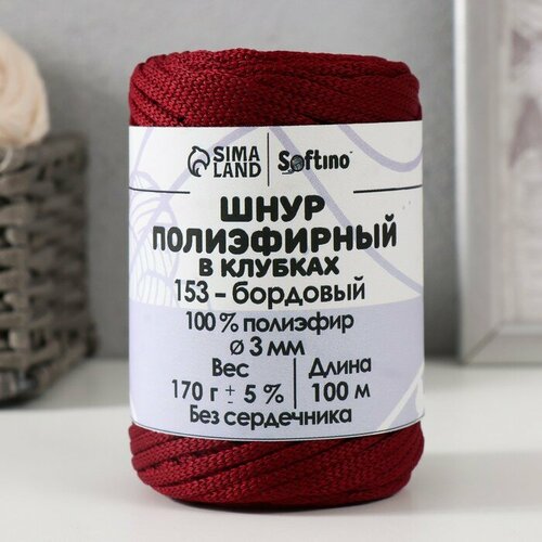 Шнур плоский3 мм полиэфирный в клубках 100м170г - 5 бордовый-153 618₽