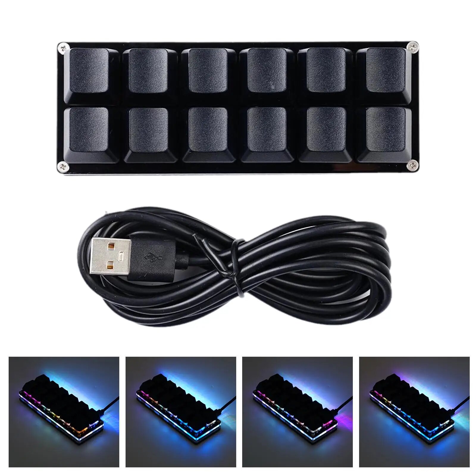 RGB программируемая мини-клавиатура 2/6/9/12 клавиш, 12 Keys Black
