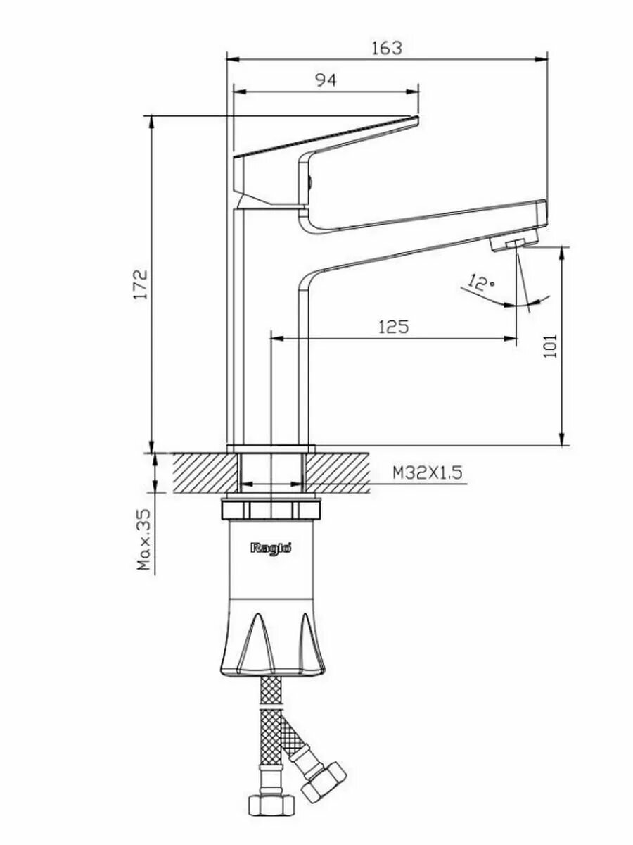 Смеситель для раковины с фиксированным изливом Raglo R30.10.09 латунь, графит — фото 1
