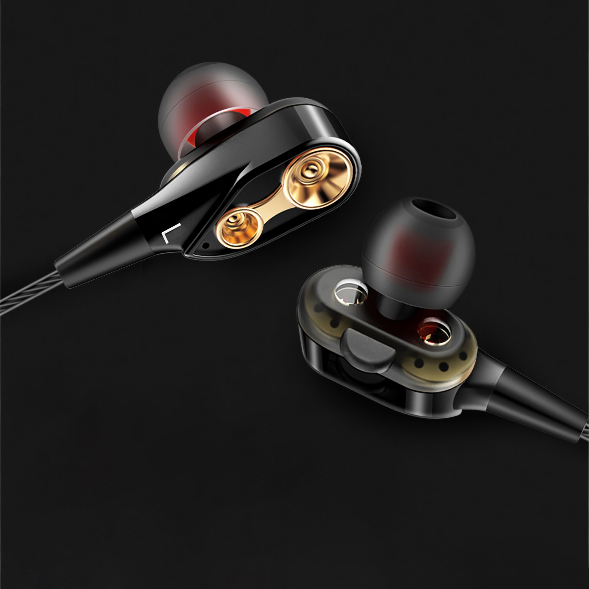 Внутриканальные наушники QKZ CK8 проводные Hi-Fi наушники с гарнитурой, 3.5 мм mini jack, металлический черный — фото 1