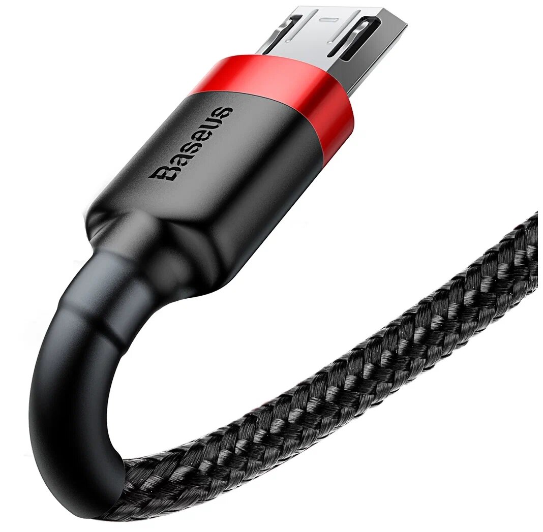 Кабель для зарядки Baseus Cafule USB-A - Micro USB, 1 м, черно-красный, 2,4 A — фото 1