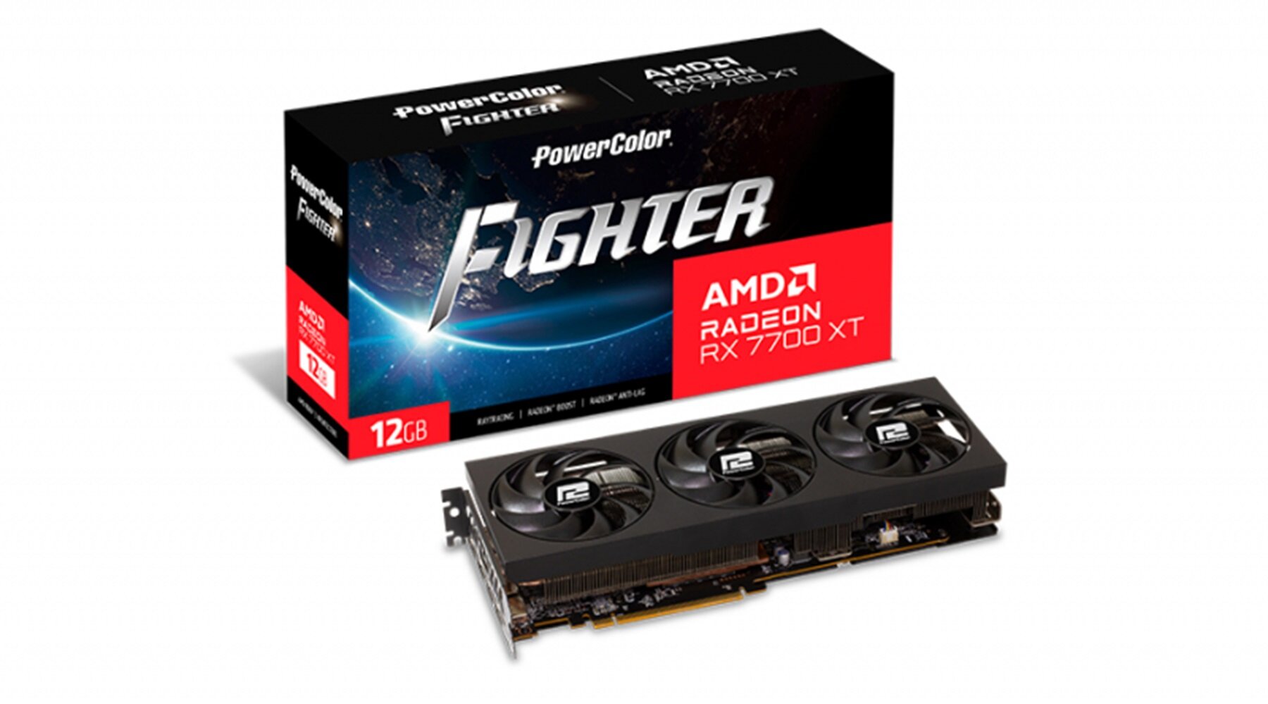 Видеокарта PowerColor AMD Radeon RX 7700 XT Fighter, 12 ГБ (RX7700XT 12G-F/OC)
