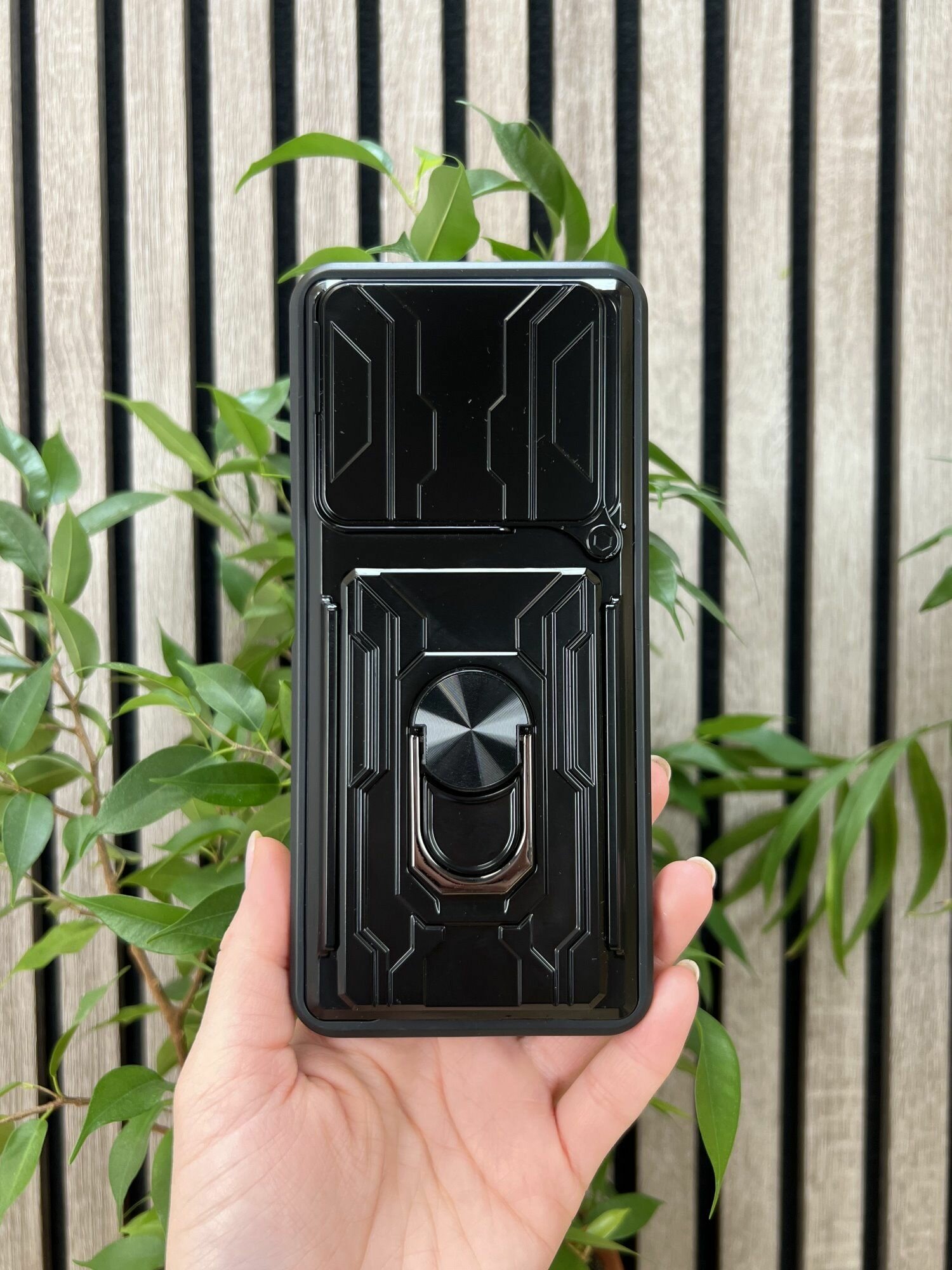 Чехол противоударный с картхолдером для Realme C61 и C63 4G / Реалми С61 и С63 4G (Черный) — фото 1