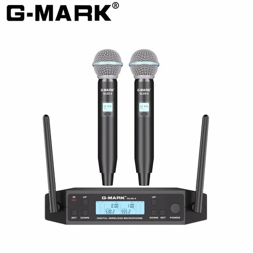 Набор радио микрофонов для живого вокала G-Mark GLXD4 черный 7100₽