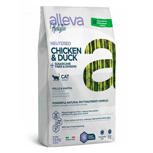 ALLEVA HOLISTIC Корм для кастрированных котов и стерилизованных кошек с курицей и уткой 1,5 кг