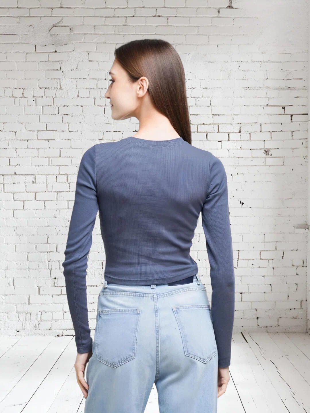 Кроп-топ Женский кроп-топ, лонгслив с длинными рукавами, 1 шт., размер 44-46, хром — фото 1