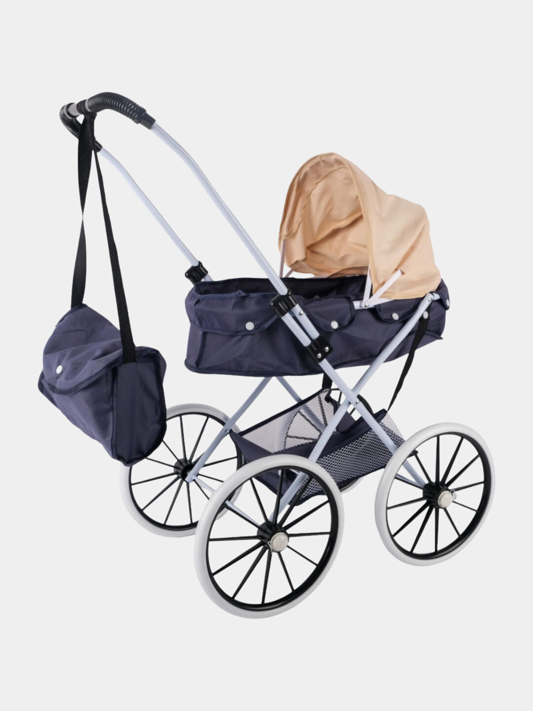 Кукольная коляска для девочек, игрушечная, сумка, корзина, металлический каркас — фото 1