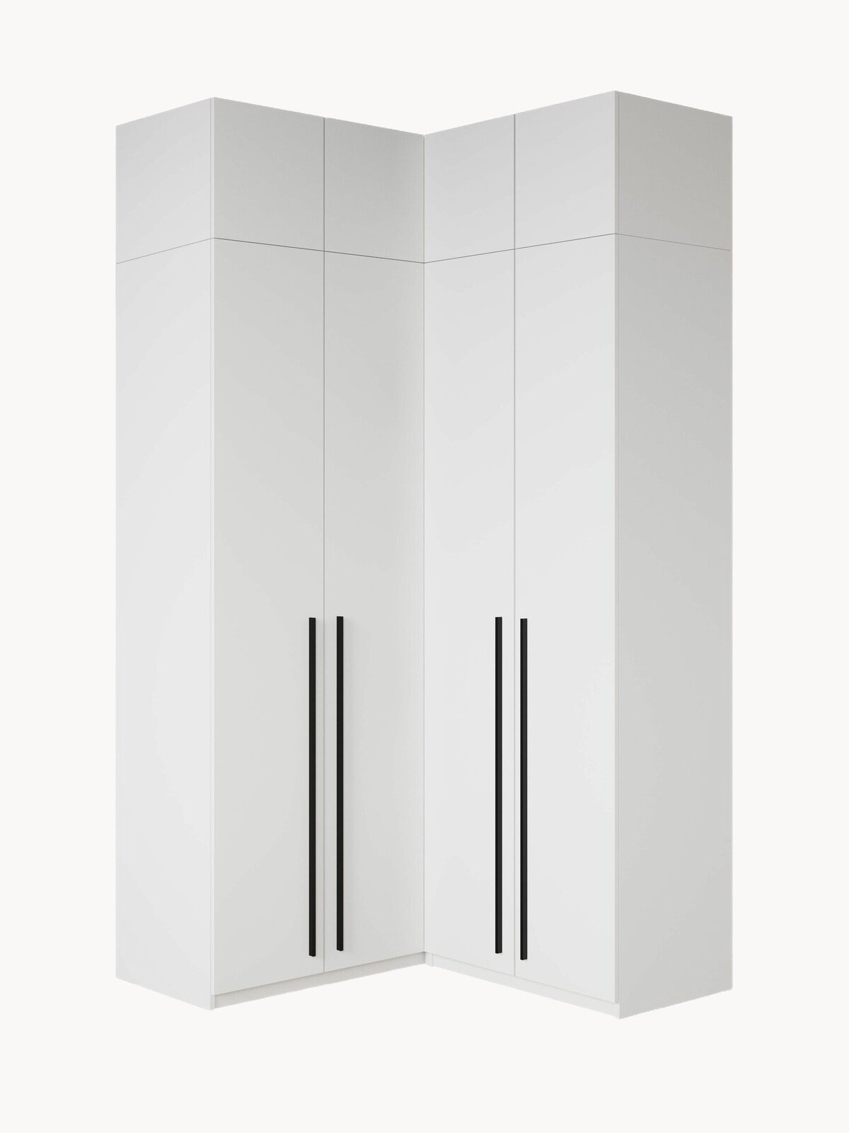 Угловой шкаф для одежды распашной с ящиками и антресолью, Принцесса Мелания, Белый, 2600х1300х520мм