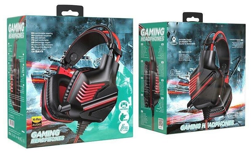 Игровые наушники Gaming Headphones / Компьютерная гарнитура / Черно-красная / Наушники для компьютера / Для игр