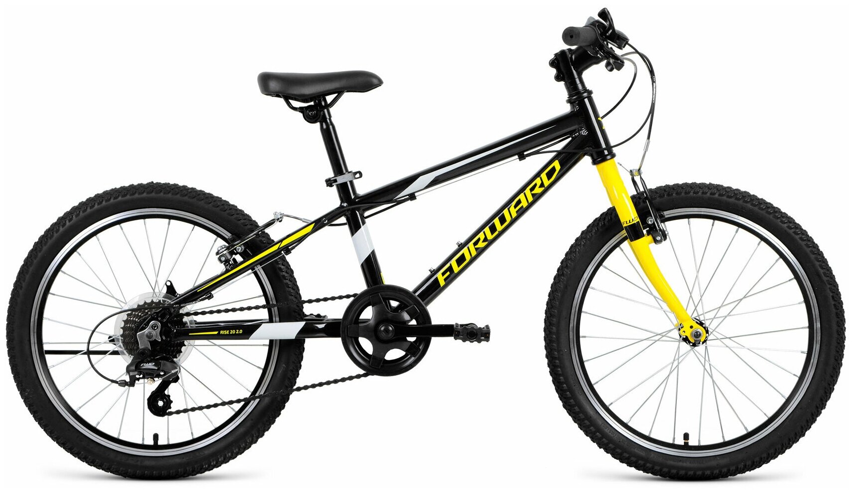 Велосипед Forward Rise 20 2.0, 20'', 7 скоростей, черный/желтый