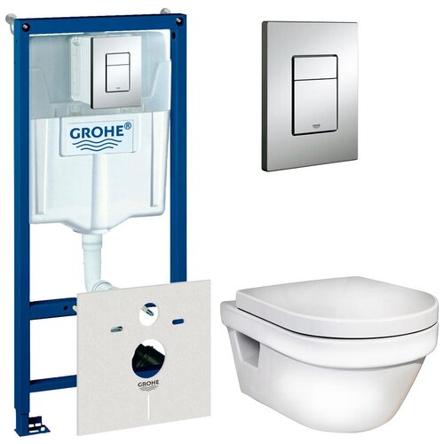 Gustavsberg Комплект Инсталляция Grohe Rapid SL 38775001 4 в 1 + Унитаз Gustavsberg Hygienic Flush WWC 5G84HR01