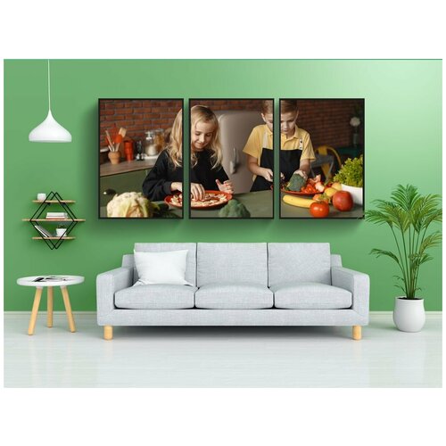 фото Набор модулных постеров для интерьера "дети, еда, подготовка" 60x90 см. в тубусе, без рамки lotsprints