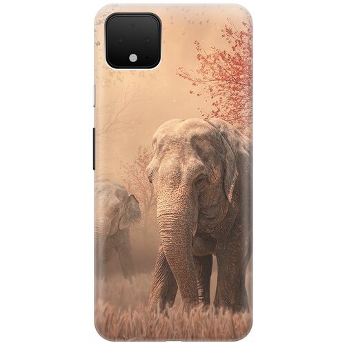 фото Силиконовый чехол на google pixel 4 / гугл пиксель 4 с принтом "закатный песочный слон" gosso