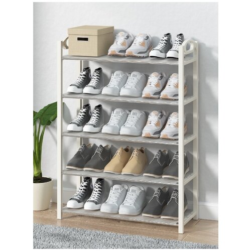 Обувница GEEK LIFE, этажерка для хранения обуви, стеллаж для обуви, полка для обуви 65х25.5х82 см, белый